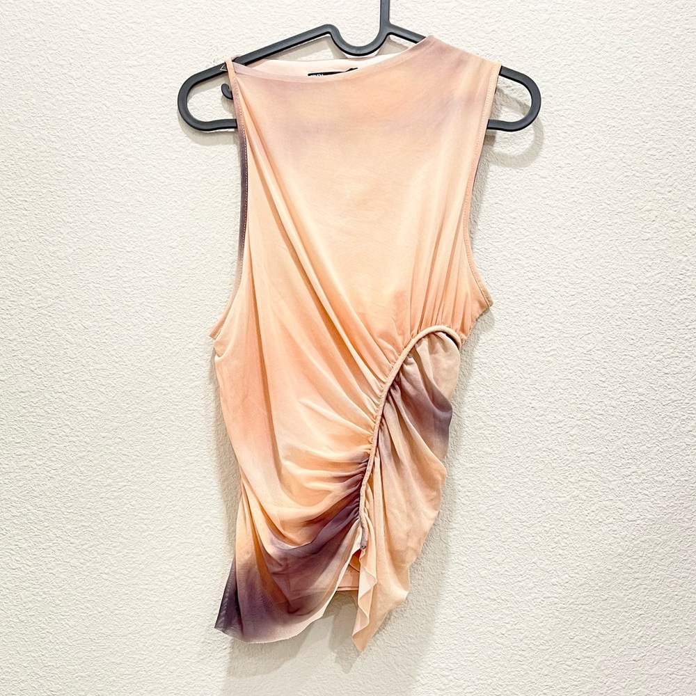 NWOT! ZARA Mesh Asymmetric Cinged Sleeveless Top!